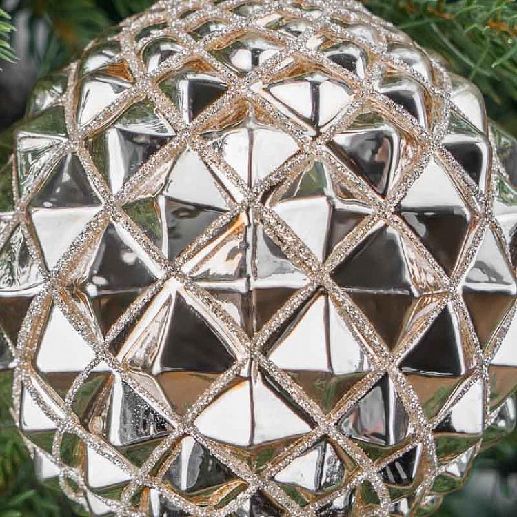 Ёлочная игрушка Золотой шар с узором сколов Chipped Ball Gold 10 cm