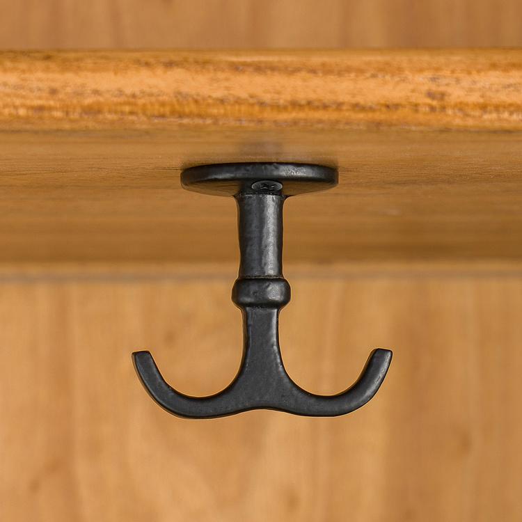 Двухрожковый потолочный крючок чёрный Double Hook Black Small