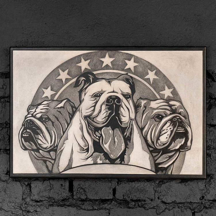 Картина на коже Бульдоги и звёзды Bulldogs And Stars