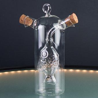 Oil And Vinegar With Fish In Glass