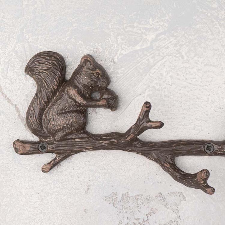Настенная вешалка для одежды Белка на ветке Coat Holder Squirrel On Branch