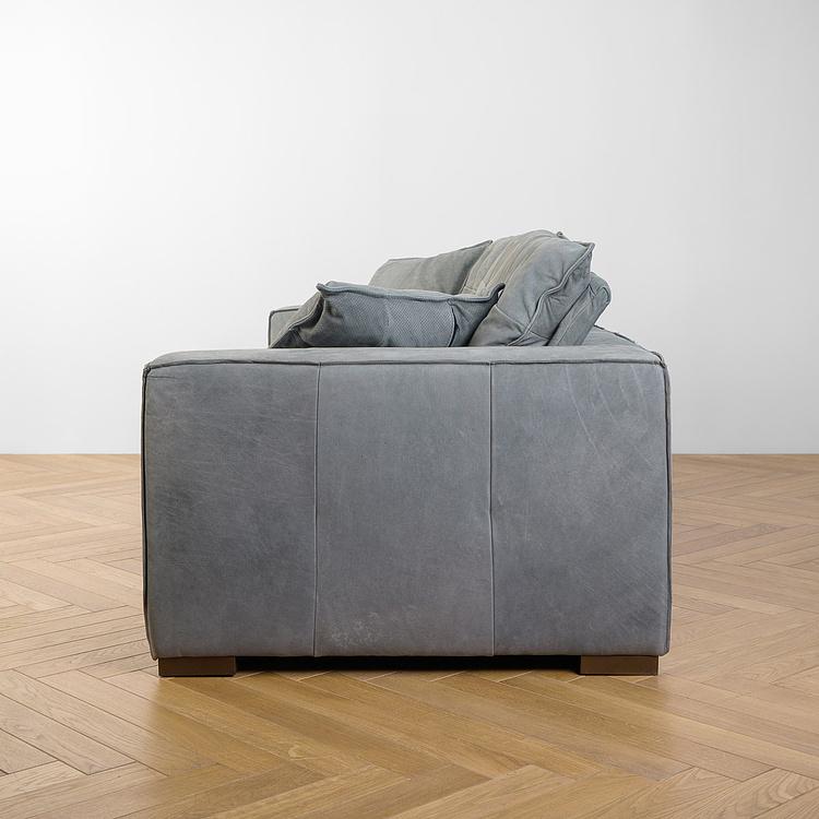 Трёхместный кожаный диван Сити, ножки цвета латуни City 3 Seater, Brass Metal Leather RM