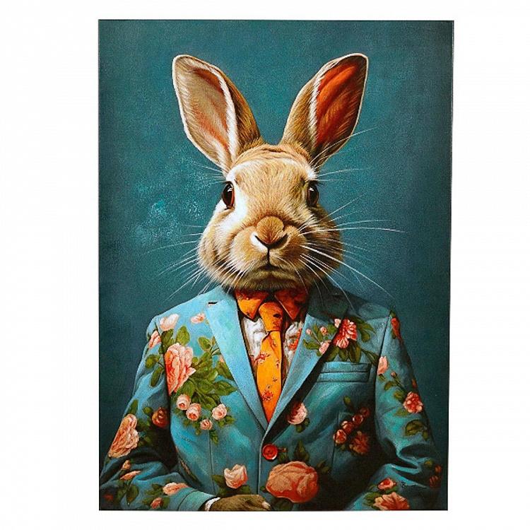 Картина акрилом на холсте Кролик в цветочном пиджаке Canvas Acrylic Painting Flower Jacket Rabbit