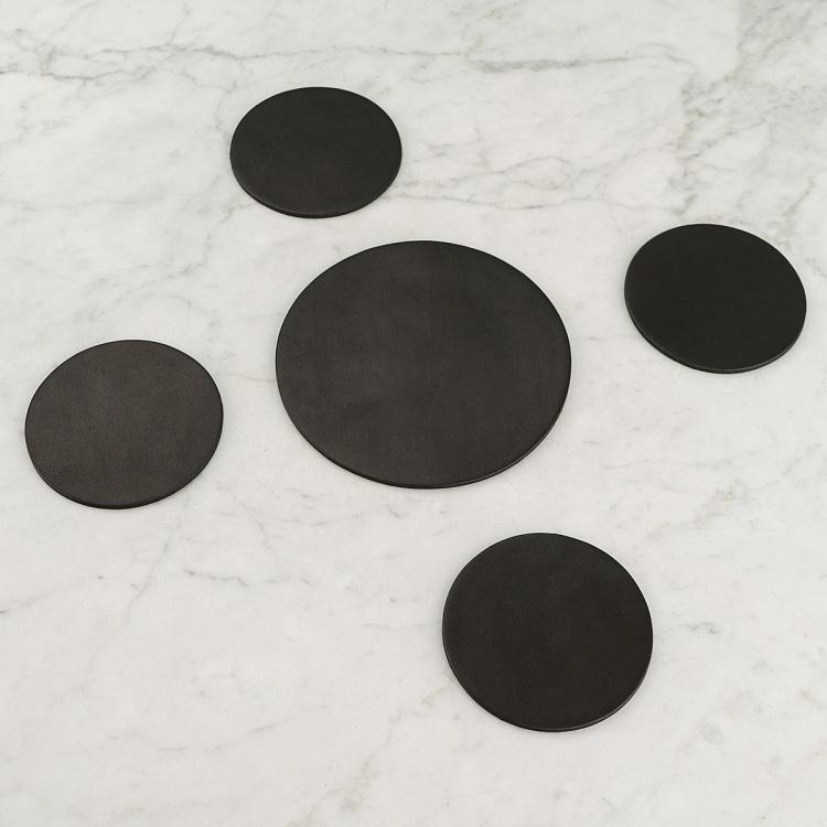 Набор из пяти круглых подставок под стаканы и чайник Нуар Олд Set Of 5 Round Coasters Noire Old