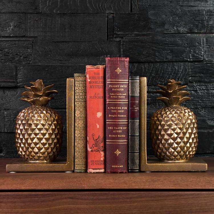 Набор из двух держателей для книг Ананасы Bookend Golden Pineapples