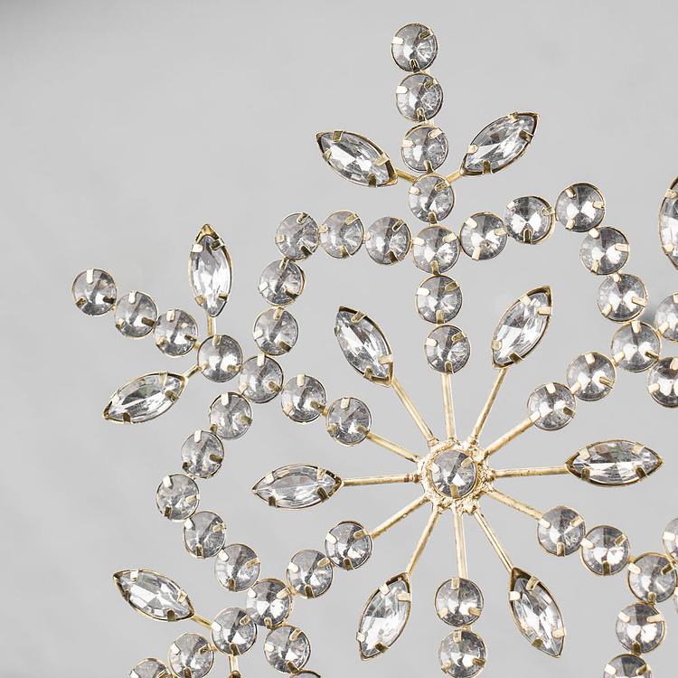 Верхушка на ёлку со стразами и золотой оправой Снежинка Jewel Snowflake Topper Gold 27 cm