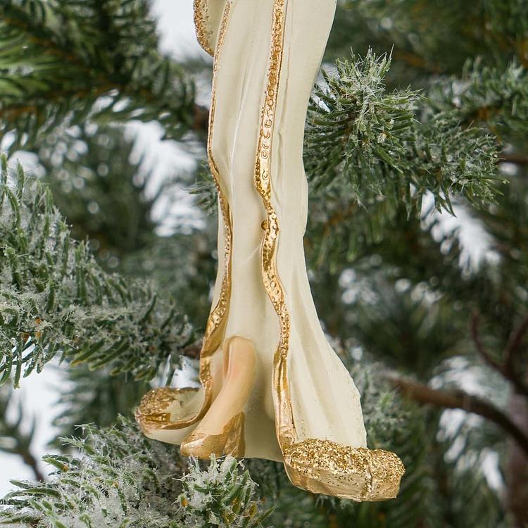 Набор из двух ёлочных игрушек Леди в кремовых платьях Set Of 2 Ladies Cream Gold 15 cm