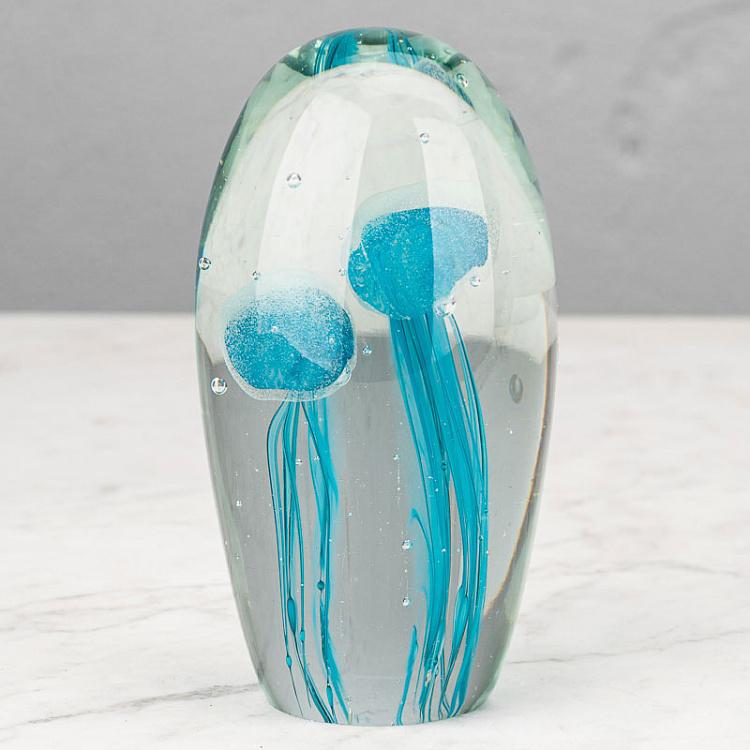 Пресс-папье Две синие медузы 3 Glass Paperweight 3 Blue Jellyfish