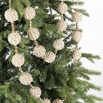 Garland With Textile Balls Gold 182 cm