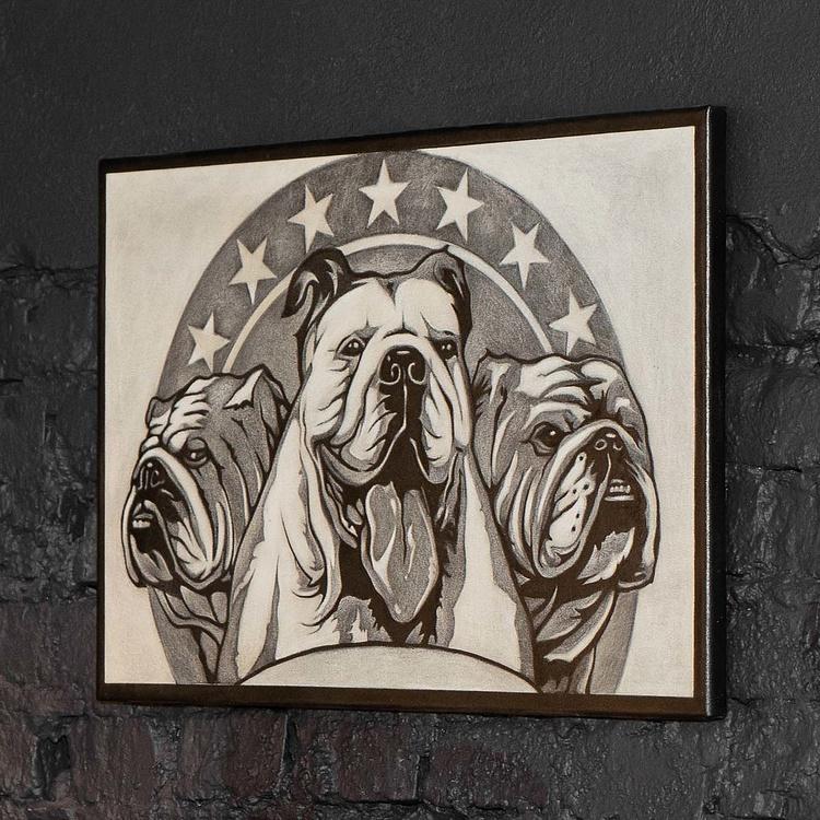 Картина на коже Бульдоги и звёзды Bulldogs And Stars
