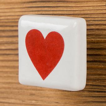 Heart Playing Cards Ceramic Knob