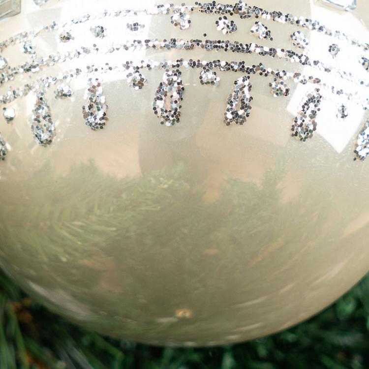 Ёлочная игрушка с кусочками зеркал Glass Mirror Ball Drop Cream 20 cm