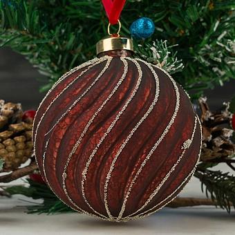 Wavy Stripes Ball Burgundy 10 cm