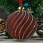 Ёлочная игрушка Wavy Stripes Ball Burgundy 10 cm