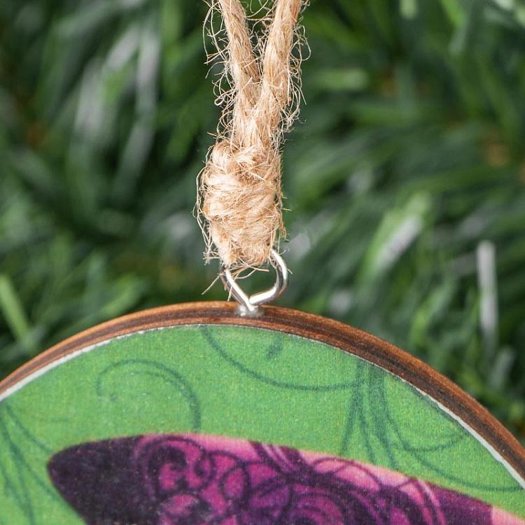 Деревянная ёлочная подвеска Чеширский кот Wood Pendant With Cheshire Cat 20 cm