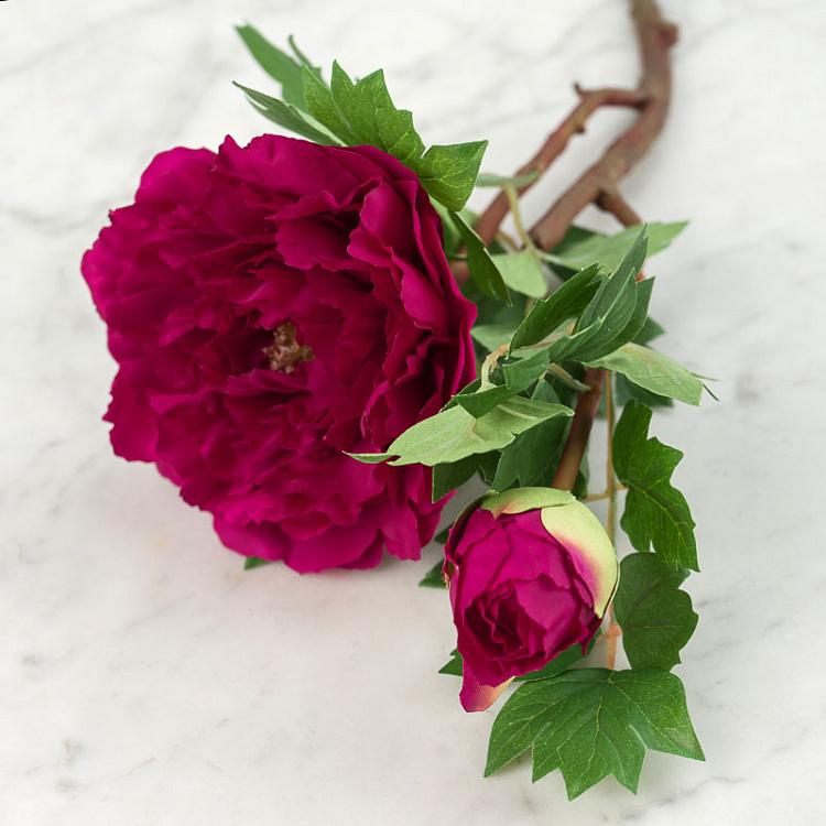 Искусственный пион бордовый Peony Branch Burgundy 35 cm
