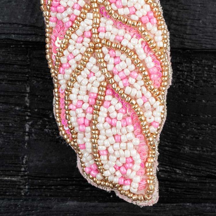 Ёлочная игрушка из бисера Розовое перо Feather Beads Pink 14 cm