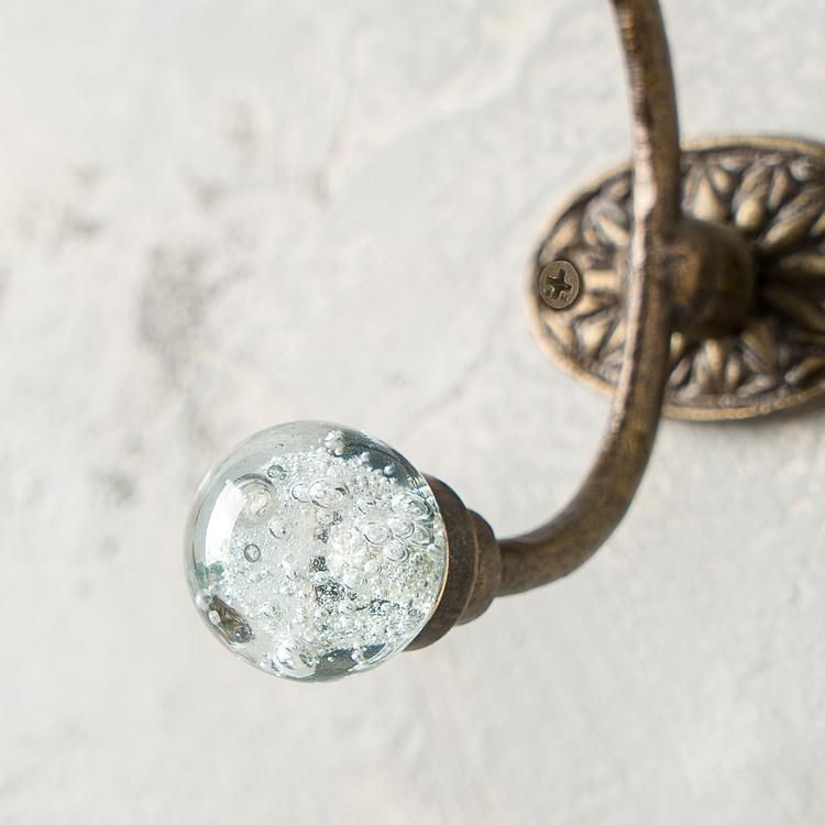 Двухрожковый крючок со стеклянными наконечниками Art Deco Bubble Glass Hook