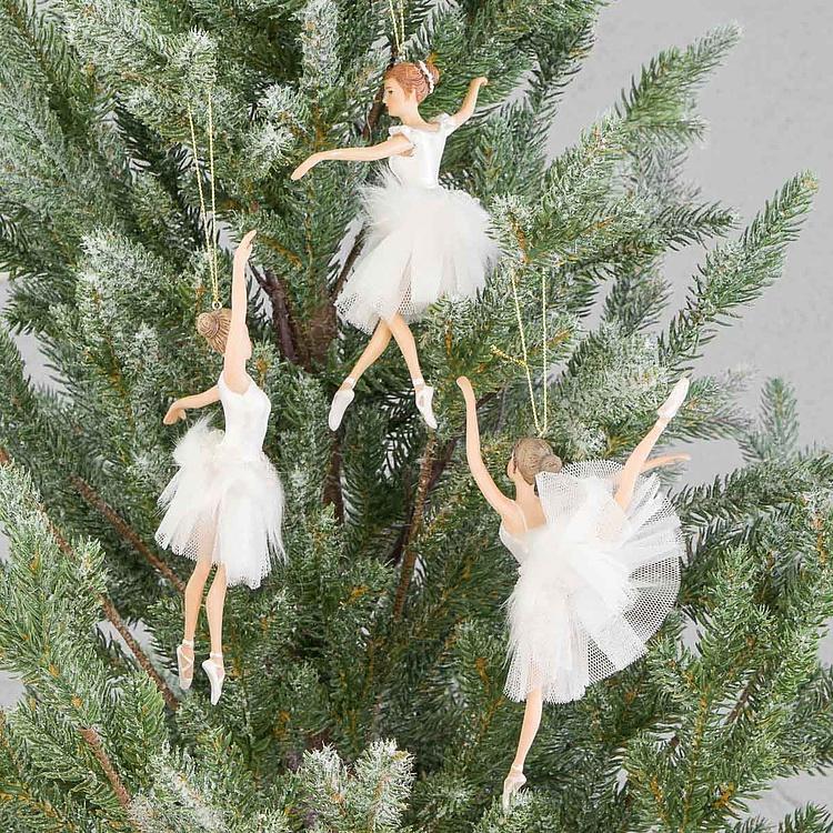 Набор из трёх ёлочных игрушек Балерины из Лебединого озера Set Of 3 Tulle Swan Lake Ballerinas White 19 cm
