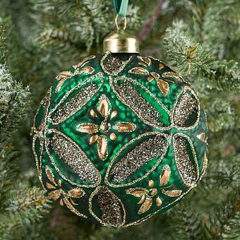 Golden Flowers Multifaceted Ball Green 10 cm