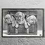 Картина на коже Three Dogs In The Trunk