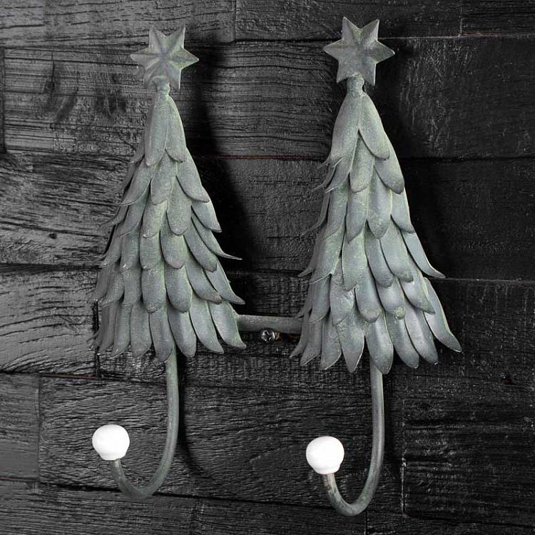 Двухместная настенная вешалка Рождественская ёлка Hooks x2 With Xmas Tree Antique Finish