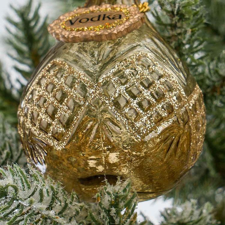Набор из двух ёлочных игрушек Шотландский виски и водка Set Of 2 Glass Scotch Whisky Vodka Bottles Gold 14 cm
