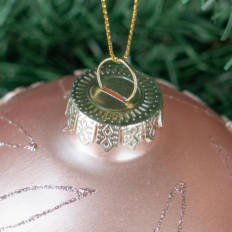 Оранжевый ёлочный шар с кружевом, L Glass Lace Flower Ball Orange 12 cm