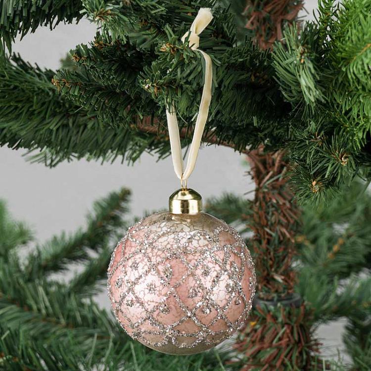 Ёлочная игрушка Розовый состаренный шар Ball Aged Pink 8 cm