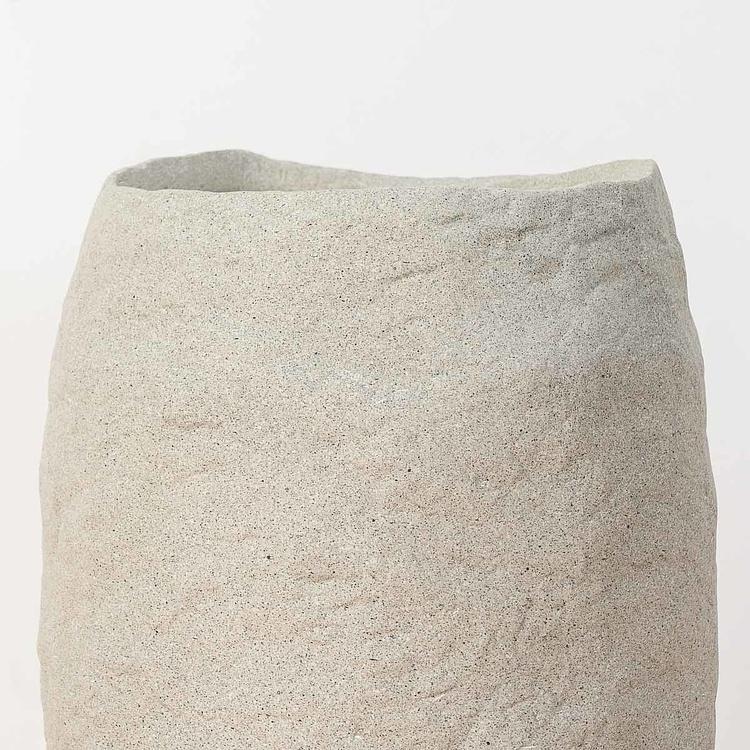 Высокое серо-белое кашпо-чаша Эффектори Органик, S Effectory Organic Tall Bowl White Sand Small