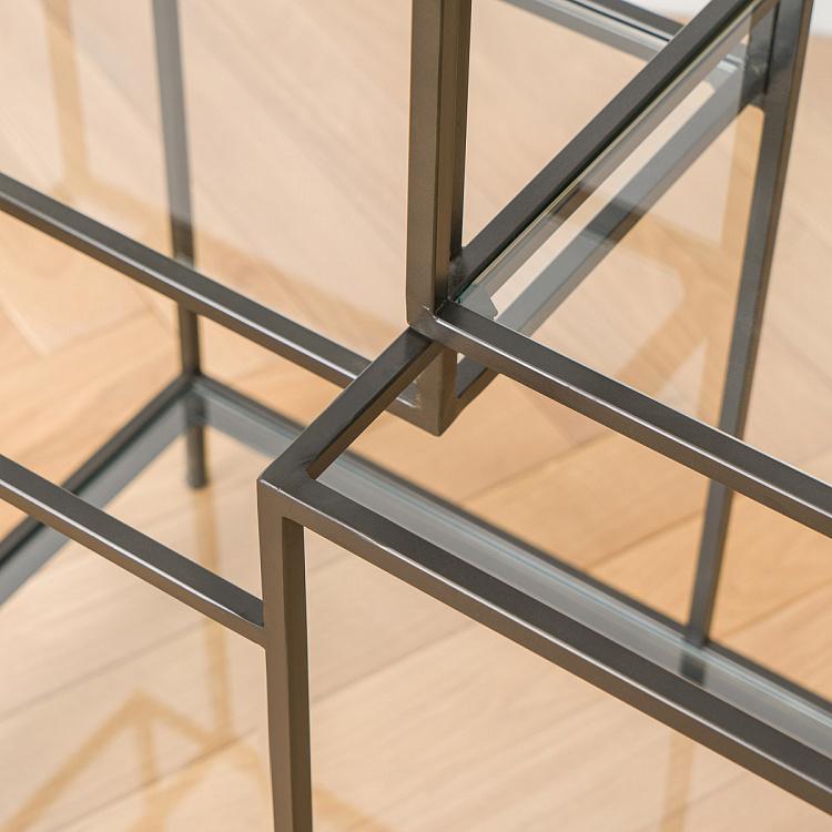 Асимметричный стеллаж из железа и стекла Asymetric Iron And Glass Shelf