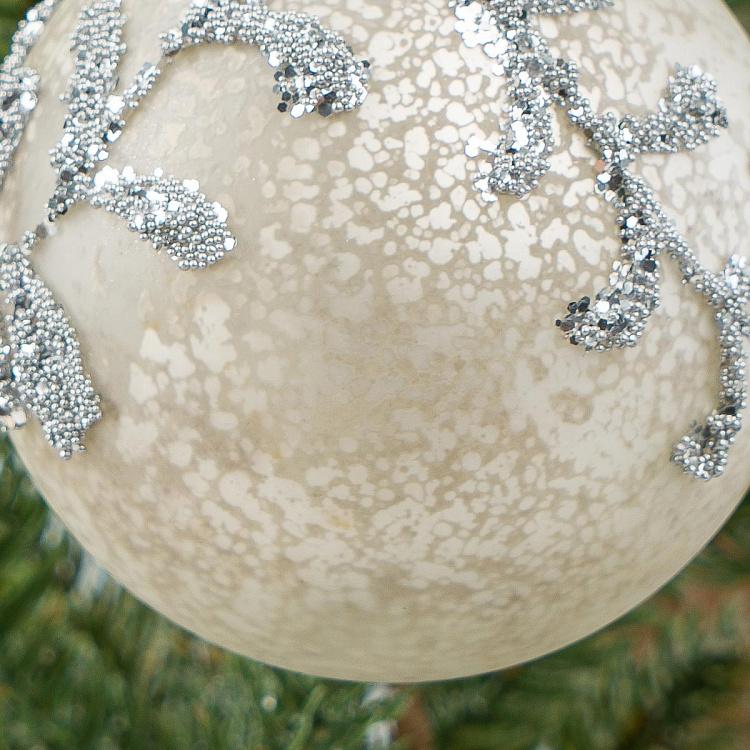 Ёлочный шар Ледяные узоры Aged Pattern Ball White 8 cm