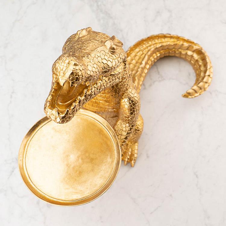 Подставка для мелочей и украшений Крокодил Морти Crocodile Morty With Tray Gold