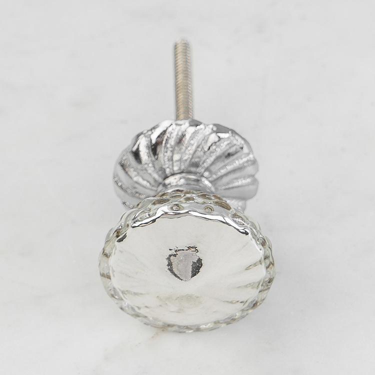 Мебельная ручка Серебряный бархатец Silver Marigold Glass Knob With Backplate
