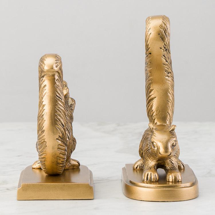 Набор из двух держателей для книг Золотистые белки Bookend Golden Squirrels