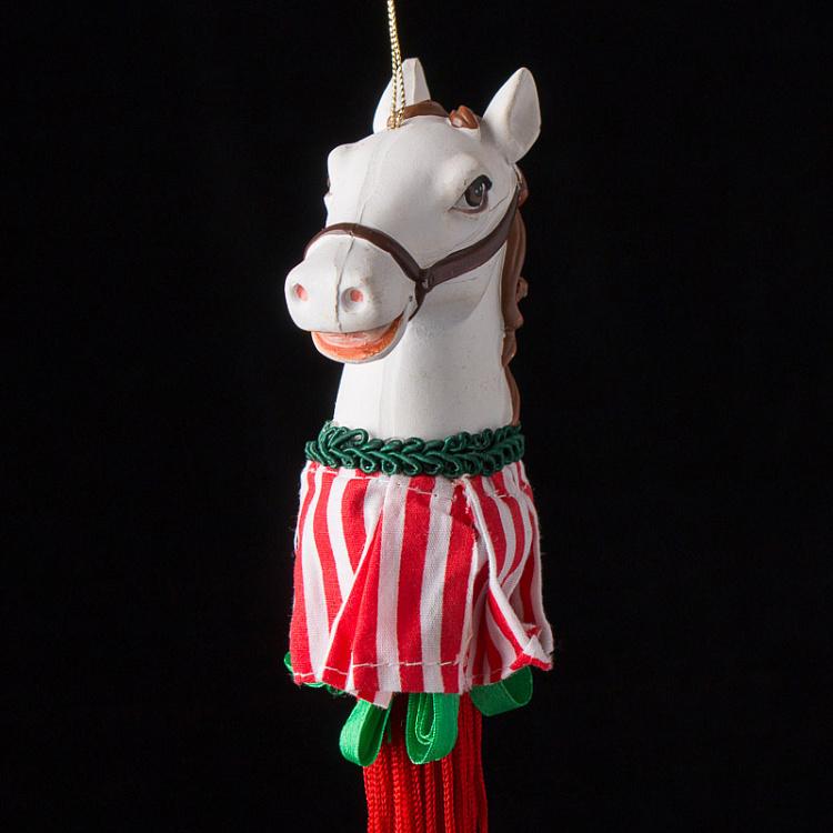Ёлочная игрушка Лошадка с красной кисточкой Xmas Carousel Horse Tassel Red 28 cm