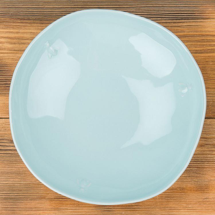 Голубая тарелка для пасты Пчёлы Abeille Ceramic Blue Pasta Plate