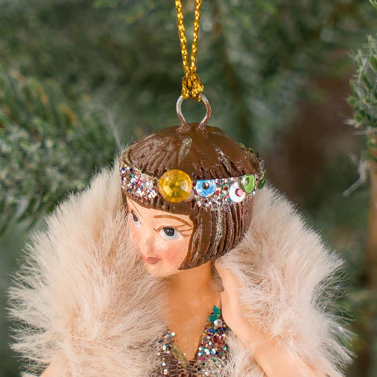 Набор из двух ёлочных игрушек Ар-деко флэпперы Set Of 2 Art Deco Flapper Girls Burgundy 14,5 cm