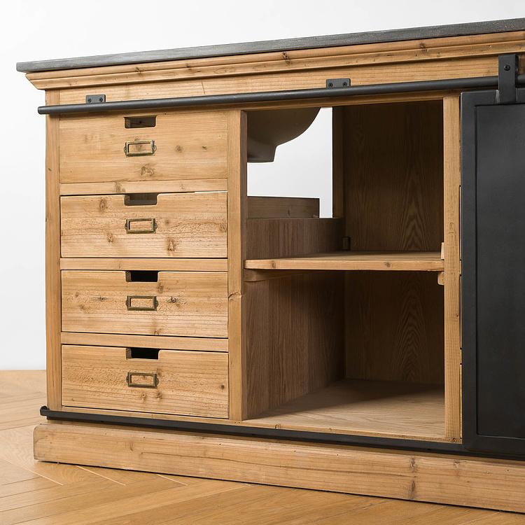 Тумба с двумя раковинами и раздвижной дверью Карелия Karelia Double Vanity With Sliding Iron Door DB