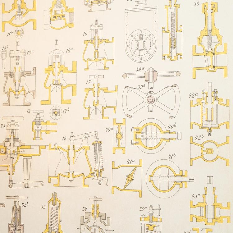 Картина-принт Части лодки Boat Blueprint Parts