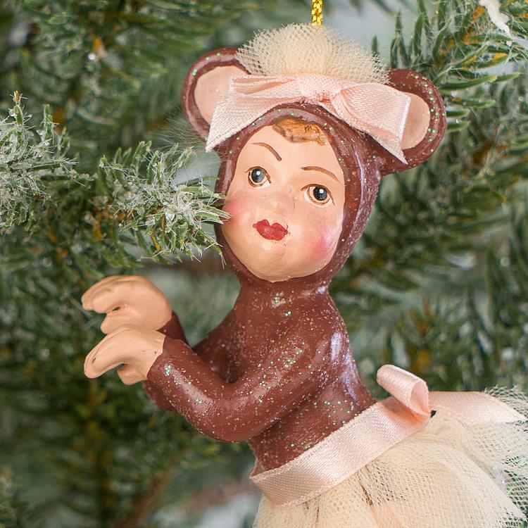 Набор из двух ёлочных игрушек Мышки из балета Щелкунчик Set Of 2 Nutcracker Ballerinas Mouse Pink 13 cm