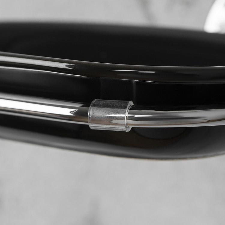 Настенная овальная чёрная мыльница в подставке цвета хром Soap Dish Chrome And Black