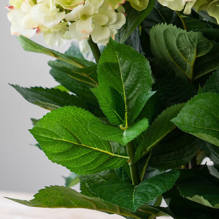 Искусственная кустовая кремово-зелёная гортензия  Hydrangea Bush Creamy Green 55 cm
