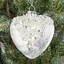 Ёлочная игрушка Glass Beaded Top Frosted Heart White 9 cm