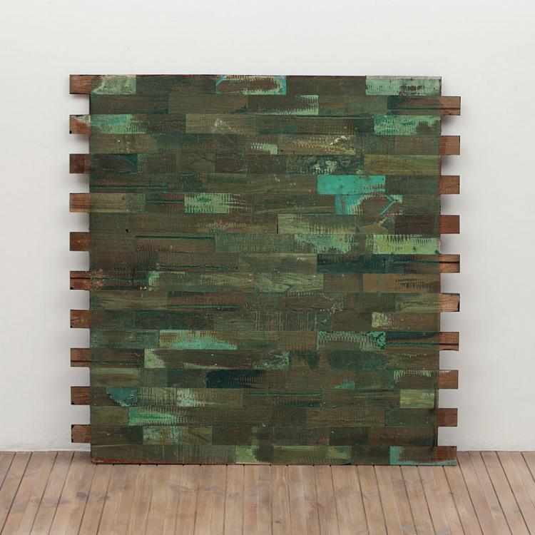 Угольно-чёрная стеновая панель из тика Teak Brick Panel Blackstone Finished