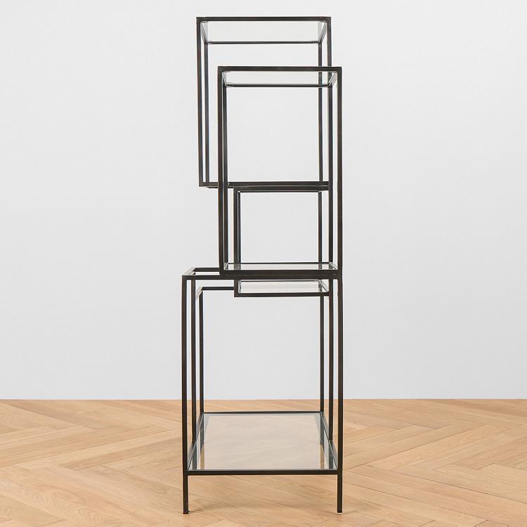 Асимметричный стеллаж из железа и стекла Asymetric Iron And Glass Shelf