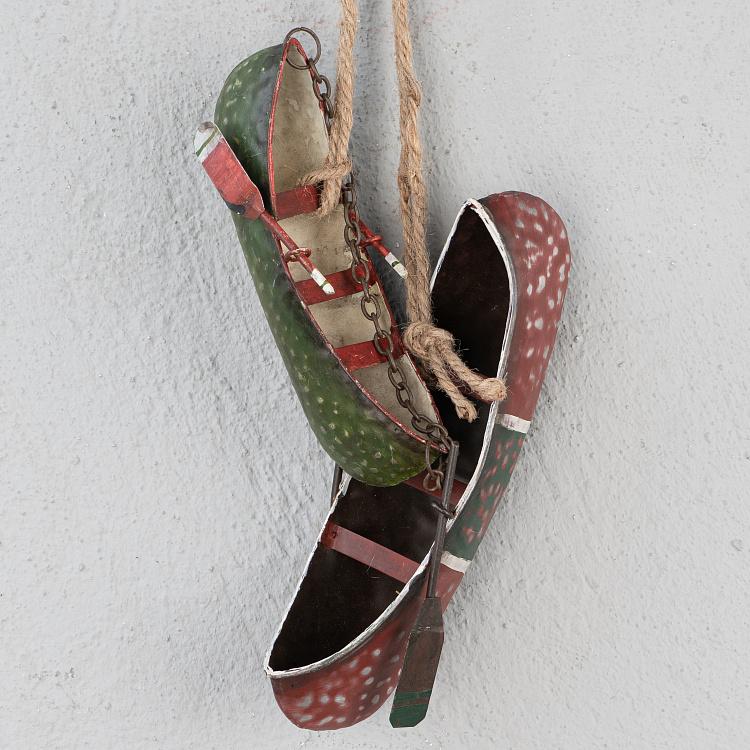 Подвесное украшение Красно-чёрное каноэ Hanging Metal Red And Black Canoe 19 cm