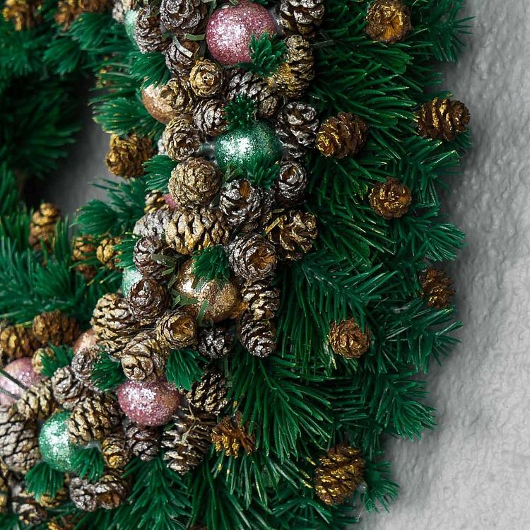 Новогодний венок с шишками и веточками Wreath With Pinecones And Twigs 21 cm