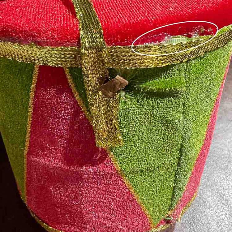 Ёлочная игрушка Красно-зелёный барабан дисконт Red Green Drum 11 cm discount