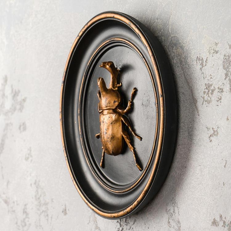 Настенное украшение Жук-носорог золотой на чёрном Rhinoceros Beetle In Frame Black And Gold